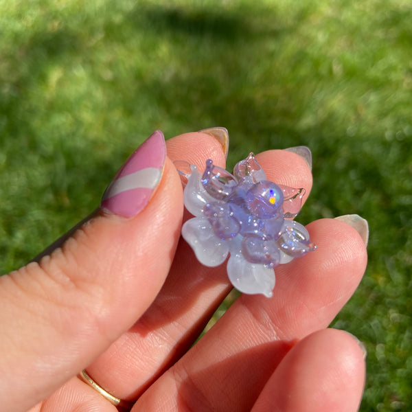 Mini Spinner Flower Pendant Pastel Blue and Lavender