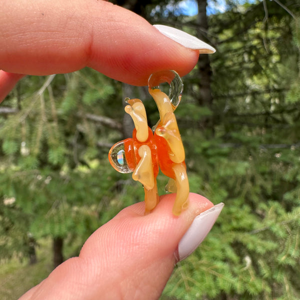 Mini Spinner Flower Pendant Orange & Yellow