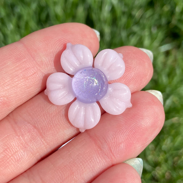 Dichro Flower Pendant Bubblegum & Purple Satin