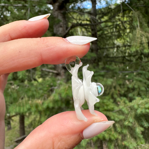 Mini Spinner Flower Pendant White & Satin (UV reactive)