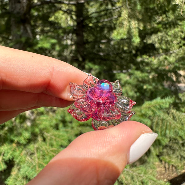 Mini Spinner Flower Pendant Telemagenta and Peach Opal
