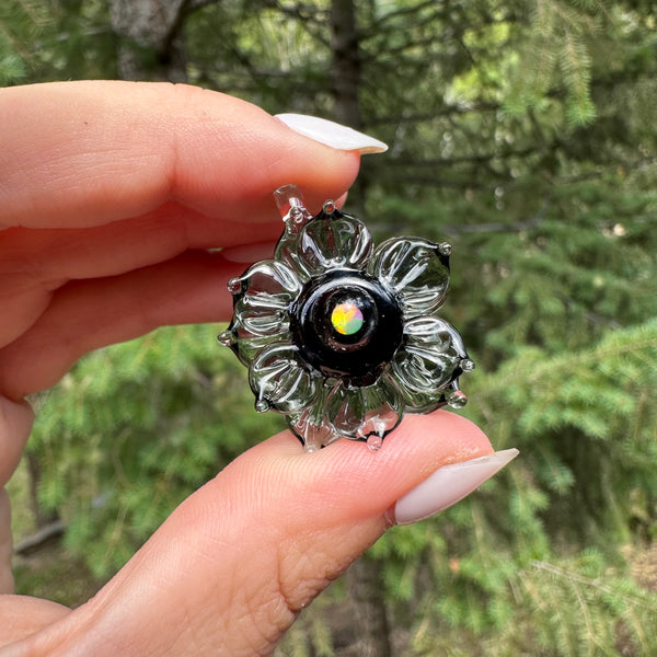 Mini Spinner Flower Pendant Black & Gray