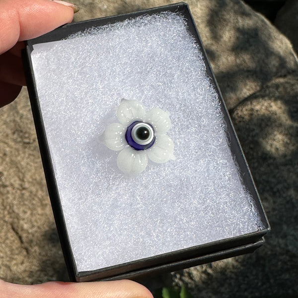 Evil Eye Protection Flower Pendant Glow in the Dark White