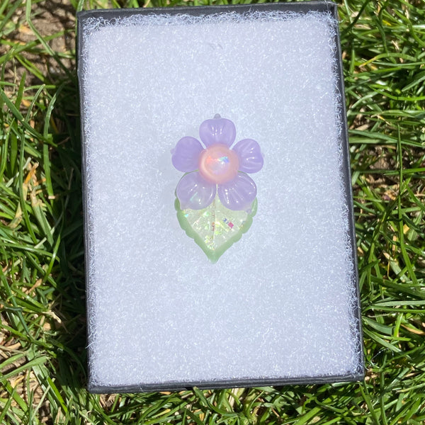 Leaf & Flower Mini Pendant Purple Blush And Mint