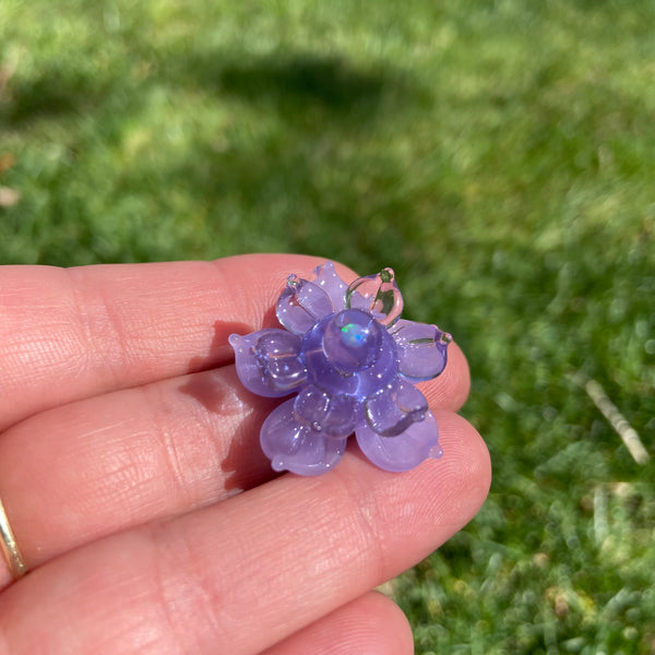 Mini Spinner Flower Pendant Purple Satin and Lavender