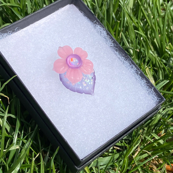 Leaf & Flower Mini Pendant Pink and Purple