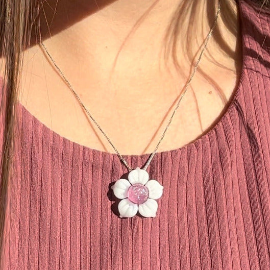 Dichro Flower Pendant White & Telemagenta