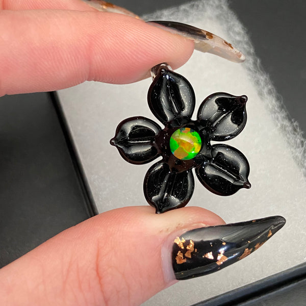 Mini Flower Opal Pendant - Black Galaxy