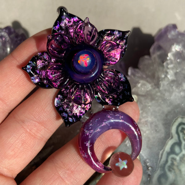 Double Kinetic Super Flower Moon Pendant - Purple and Black