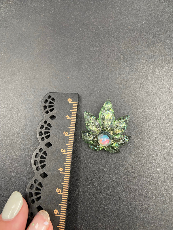 Small Canna Leaf Pendant - Sparkle Green