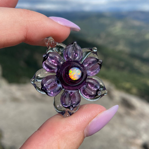 Mini Spinner Flower Pendant - CFL Parallax & Gold Amethyst