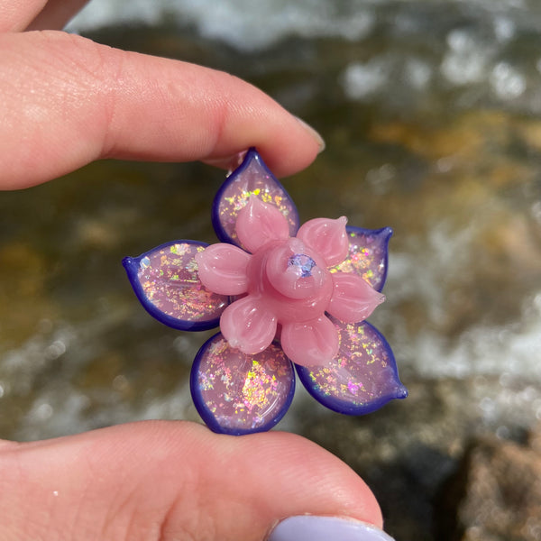 Pastel Spinning Flower Pendant - Blush and Hyacinth