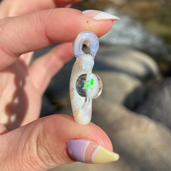Moon Spinner Glopal with Teal Sparkle (UV reactive)