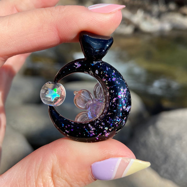 Moonflora Spinner - Lavender Opal and Black Multicolor Sparkle