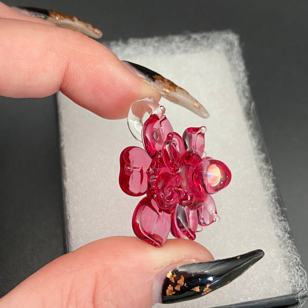 Small Spinner Flower Pendant - Gold Ruby