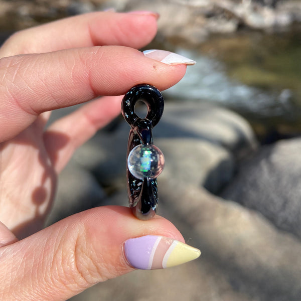 Moon Spinner Black with Green Sparkle