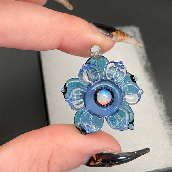 Mini Spinner Flower Pendant - Blue Stardust & Ether