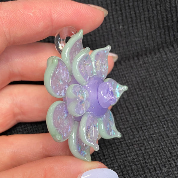 Purple Satin and Mint Spinner with Double Layer Sparkles & Cubic Zirconia