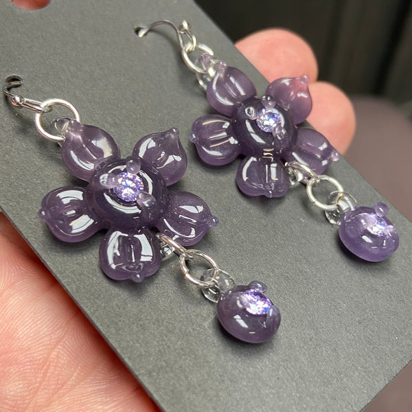 Cubic Zirconia Flower Earrings - Wildberry