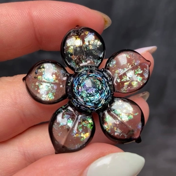 Black and Charcoal Dichro Flower Pendant