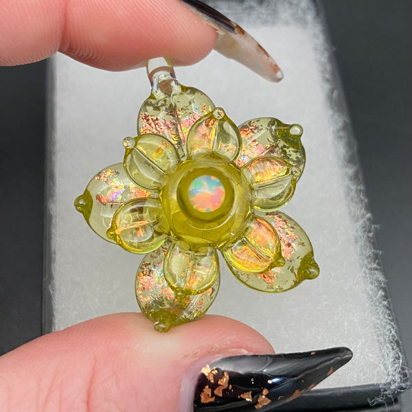 Sparkle Spinner Flower Pendant - UV Citrine & Gold