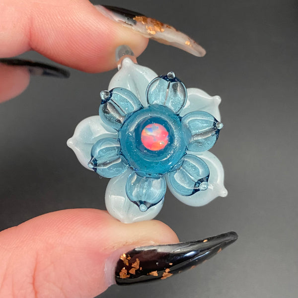 Small Spinner Flower Pendant - Light Blue Stardust