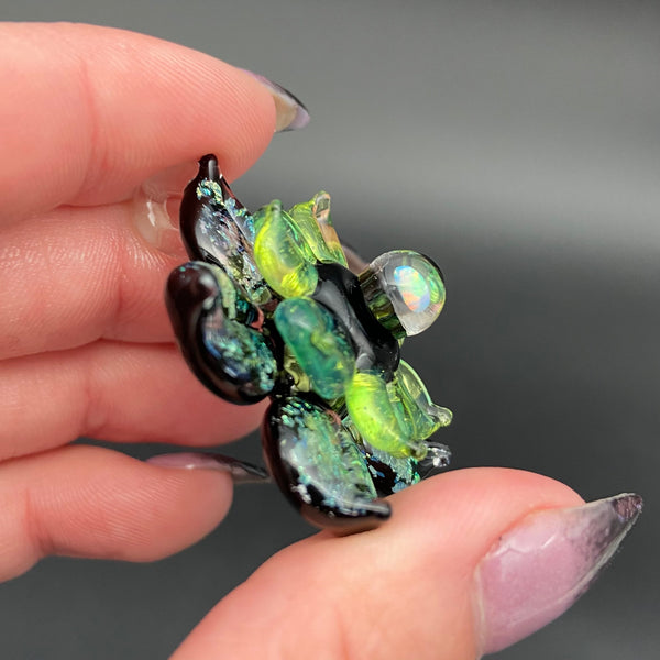Buttercup • Black and Green Sparkly Spinner