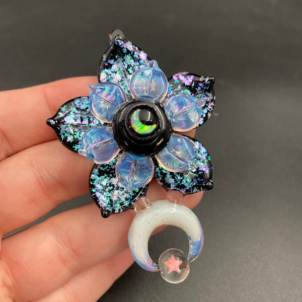 Double Kinetic Flower Moon - Moon and Flower Spinners in Black and Glopal