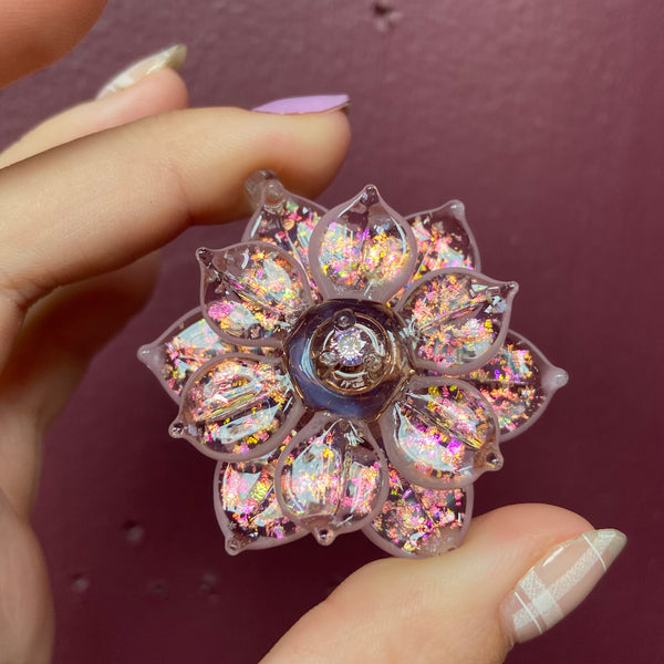 Pastel Pink Super Sparkly Spinner with Cubic Zirconia