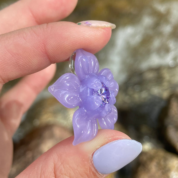 Cubic Zirconia Flower - Purple Satin