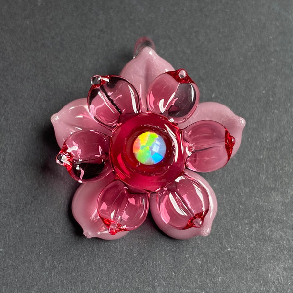 Mini Spinner Flower Pendant - Mauve & Gold Ruby