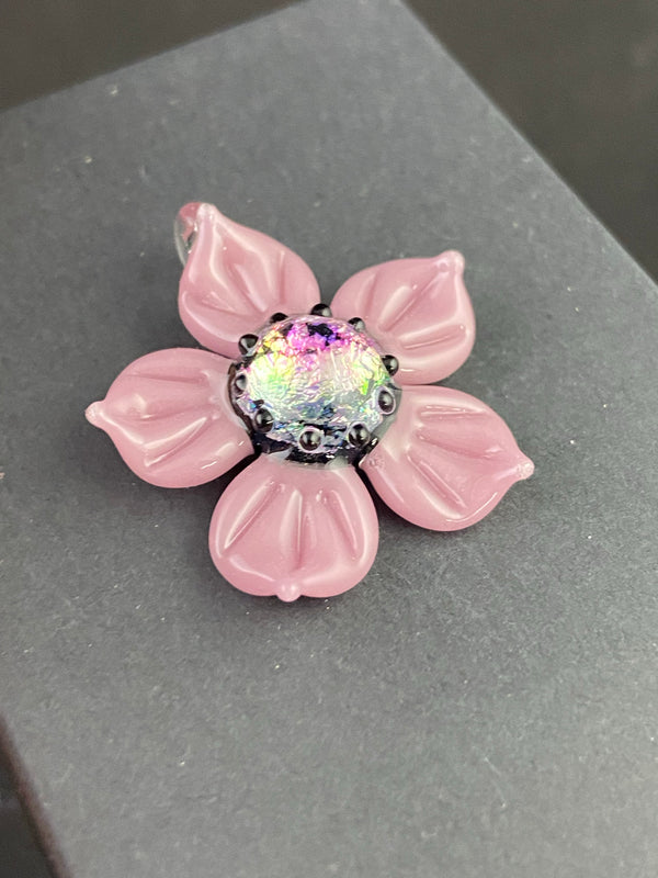 Dichro Flower Pendant in Mauve