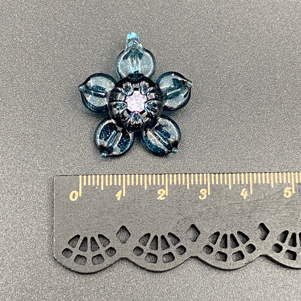 Cubic Zirconia Flower Pendant - Blue Stardust