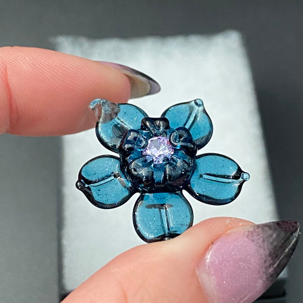 Cubic Zirconia Flower Pendant - Blue Stardust