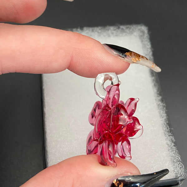 Small Spinner Flower Pendant - Gold Ruby