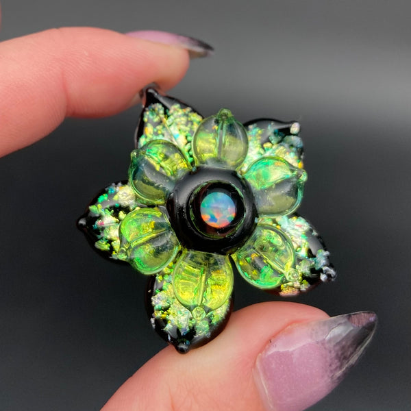 Buttercup • Black and Green Sparkly Spinner