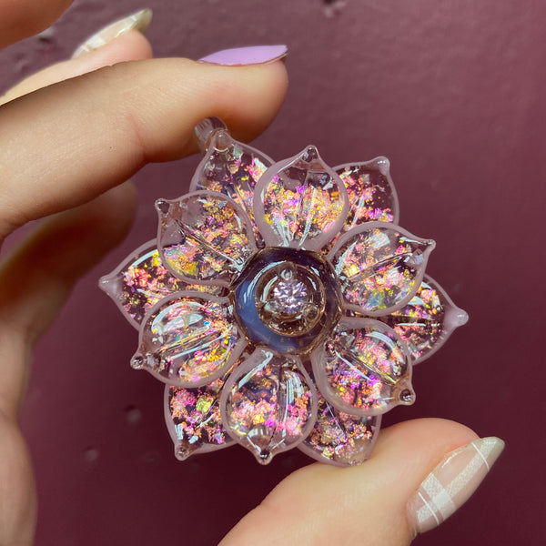 Pastel Pink Super Sparkly Spinner with Cubic Zirconia