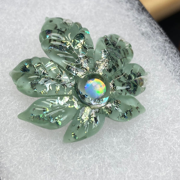 Sparkly Canna Leaf Pendant - Mint