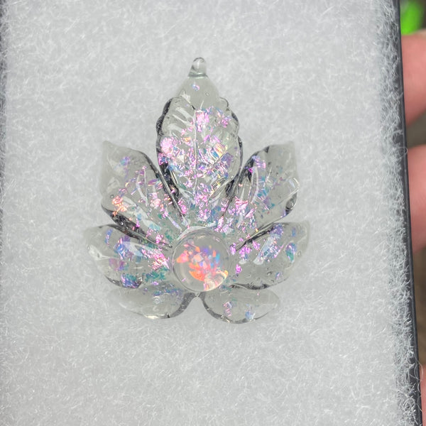 Sparkly Canna Leaf Pendant - CFL reactive Parallax