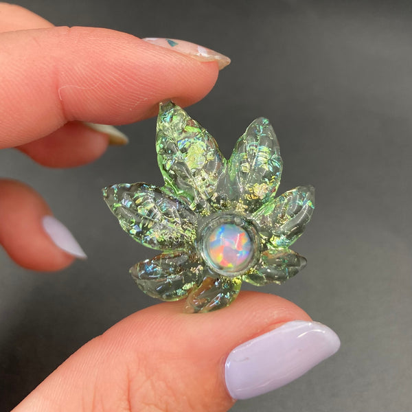 Small Canna Leaf Pendant - Sparkle Green