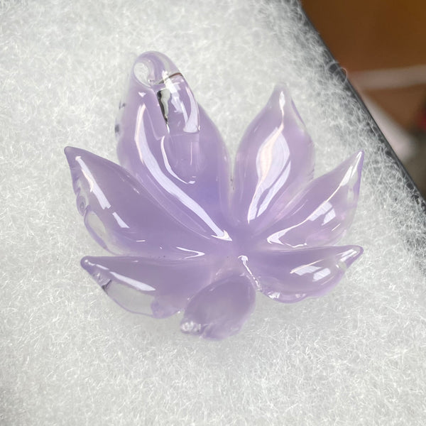Sparkly Canna Leaf Pendant - Purple Satin