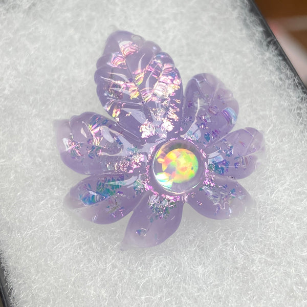 Sparkly Canna Leaf Pendant - Purple Satin
