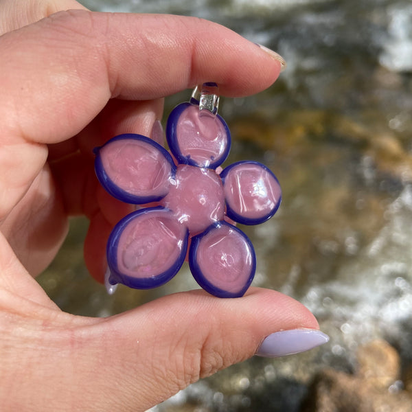 Pastel Spinning Flower Pendant - Blush and Hyacinth