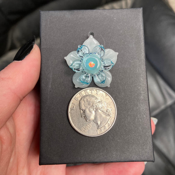 Mini Spinner Flower Pendant Glow Blue and Marina