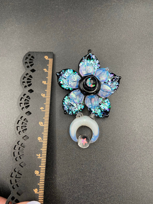 Double Kinetic Flower Moon - Moon and Flower Spinners in Black and Glopal