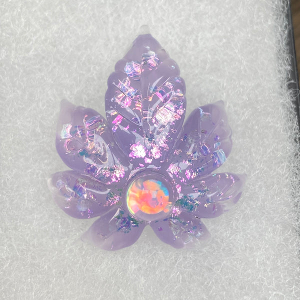 Sparkly Canna Leaf Pendant - Purple Satin