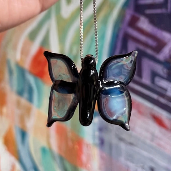 Butterfly Pendant - Blue and Black