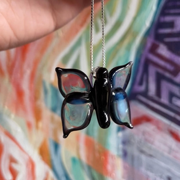 Butterfly Pendant - Blue and Black