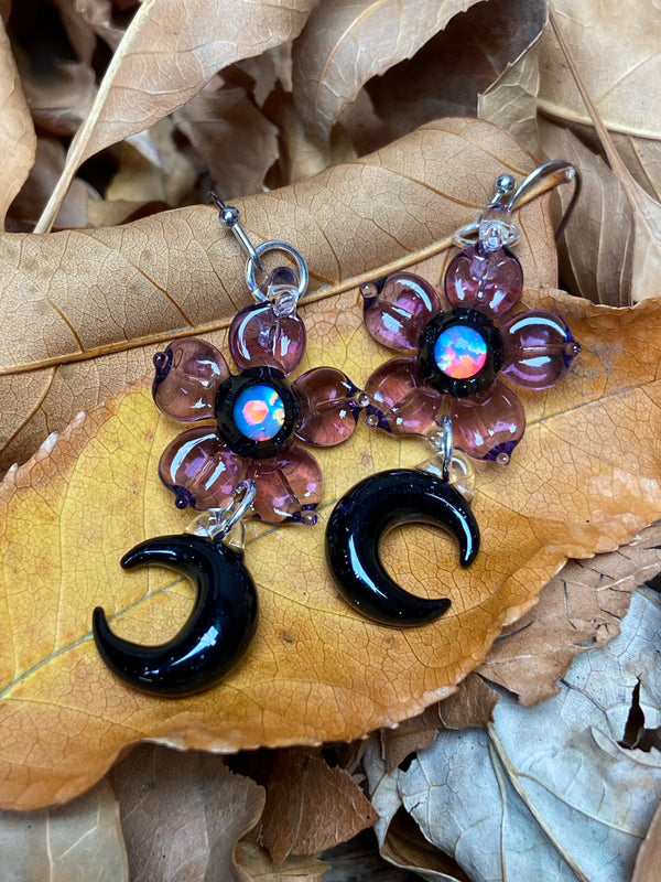 Moon Flower Earrings - Opal Center w/ Royal Jelly