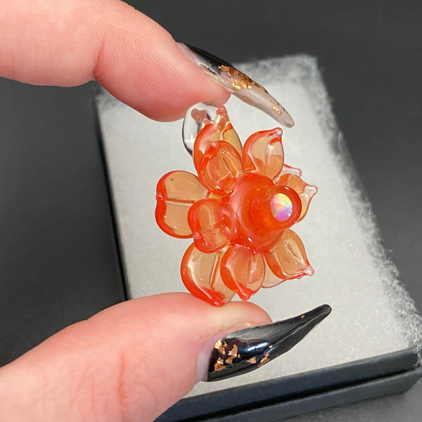 Small Spinner Flower Pendant - Hot Sauce
